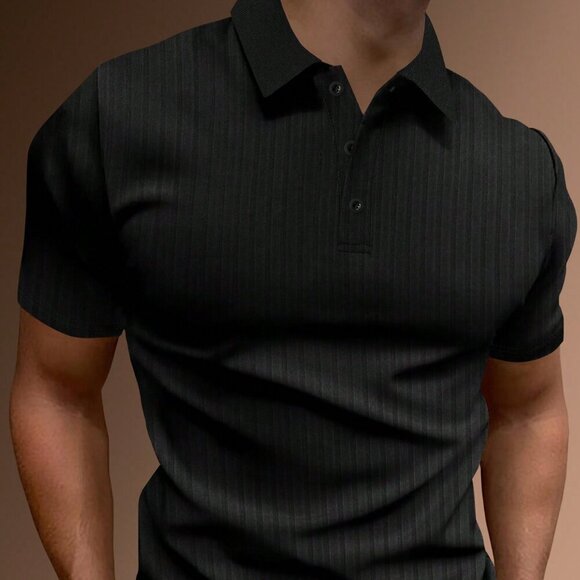 Other - Black Casual Men's Solid Polo Shirt